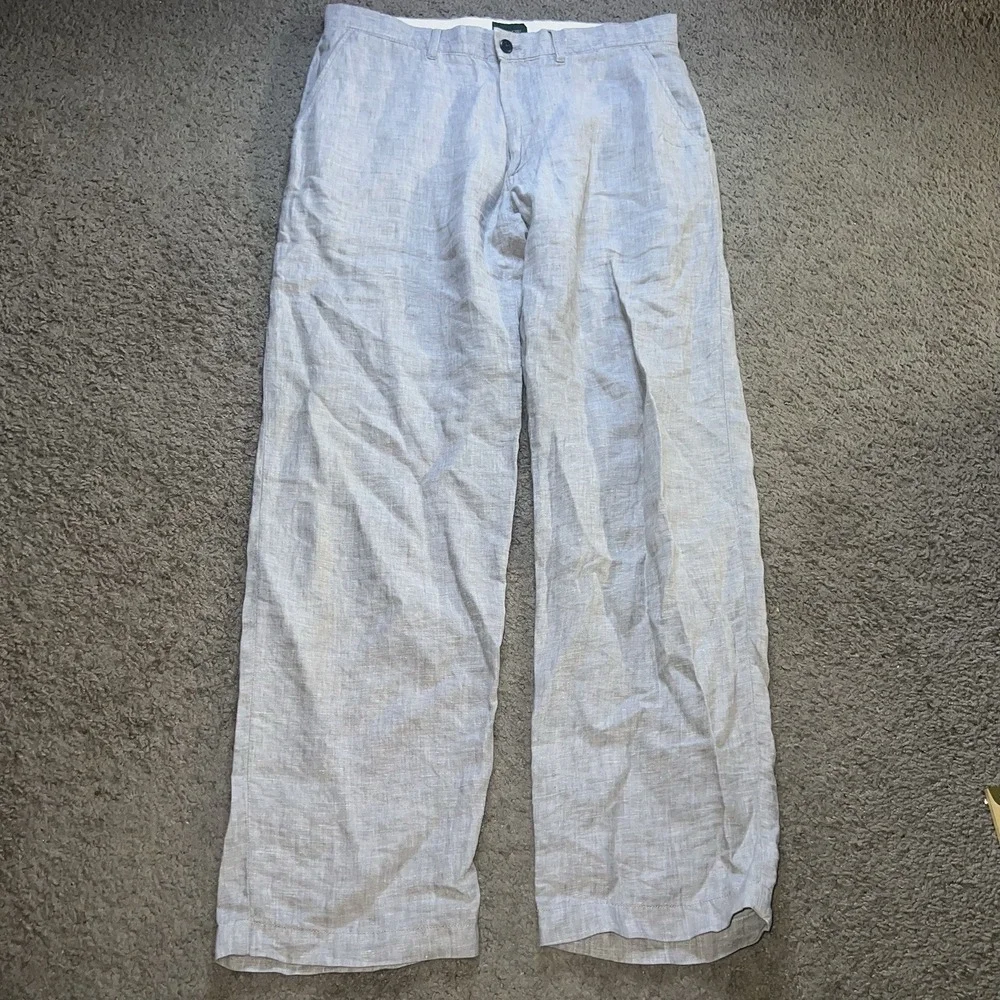 J Crew Oarsman Pants Mens 31x32 Gray Linen Lightweight Beach Casual Summer